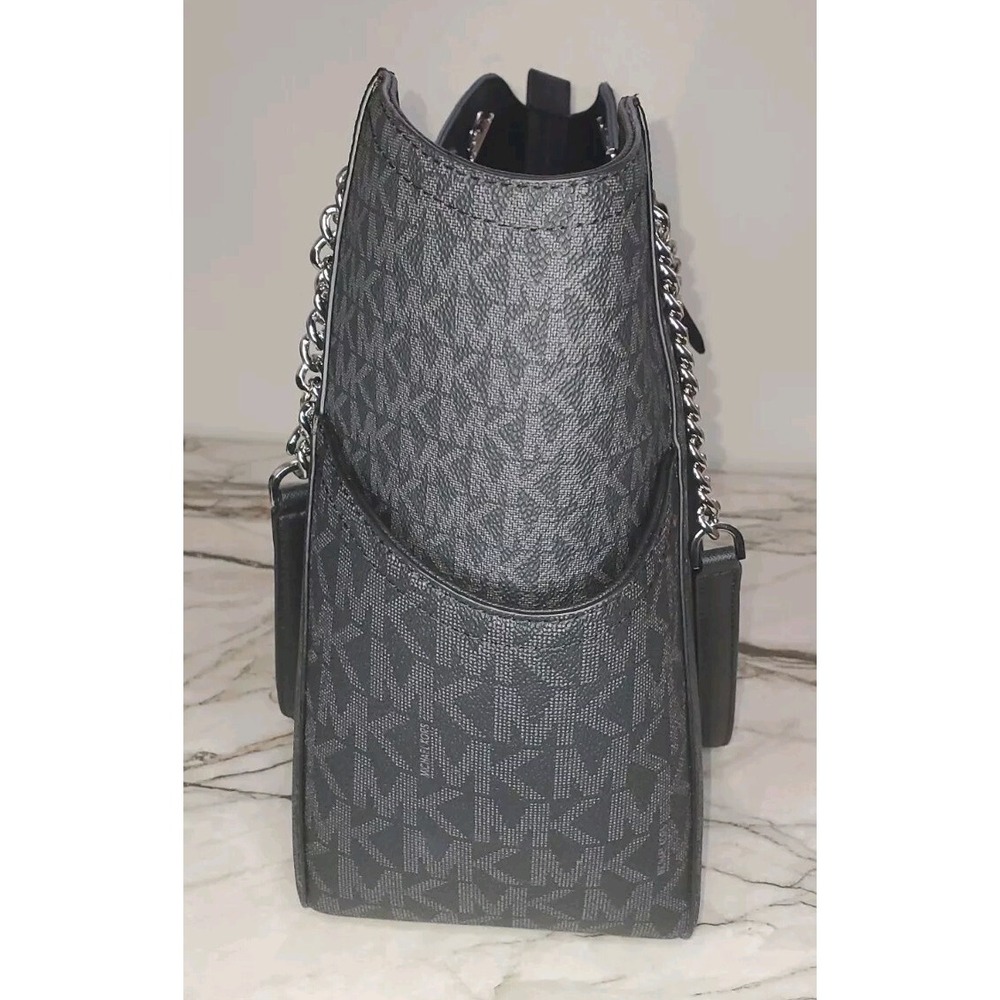 Michael Kors Jet Set Travel Large Chain Shoulder Tote Black Monogram 35F1STVT3B - Picture 5 of 8